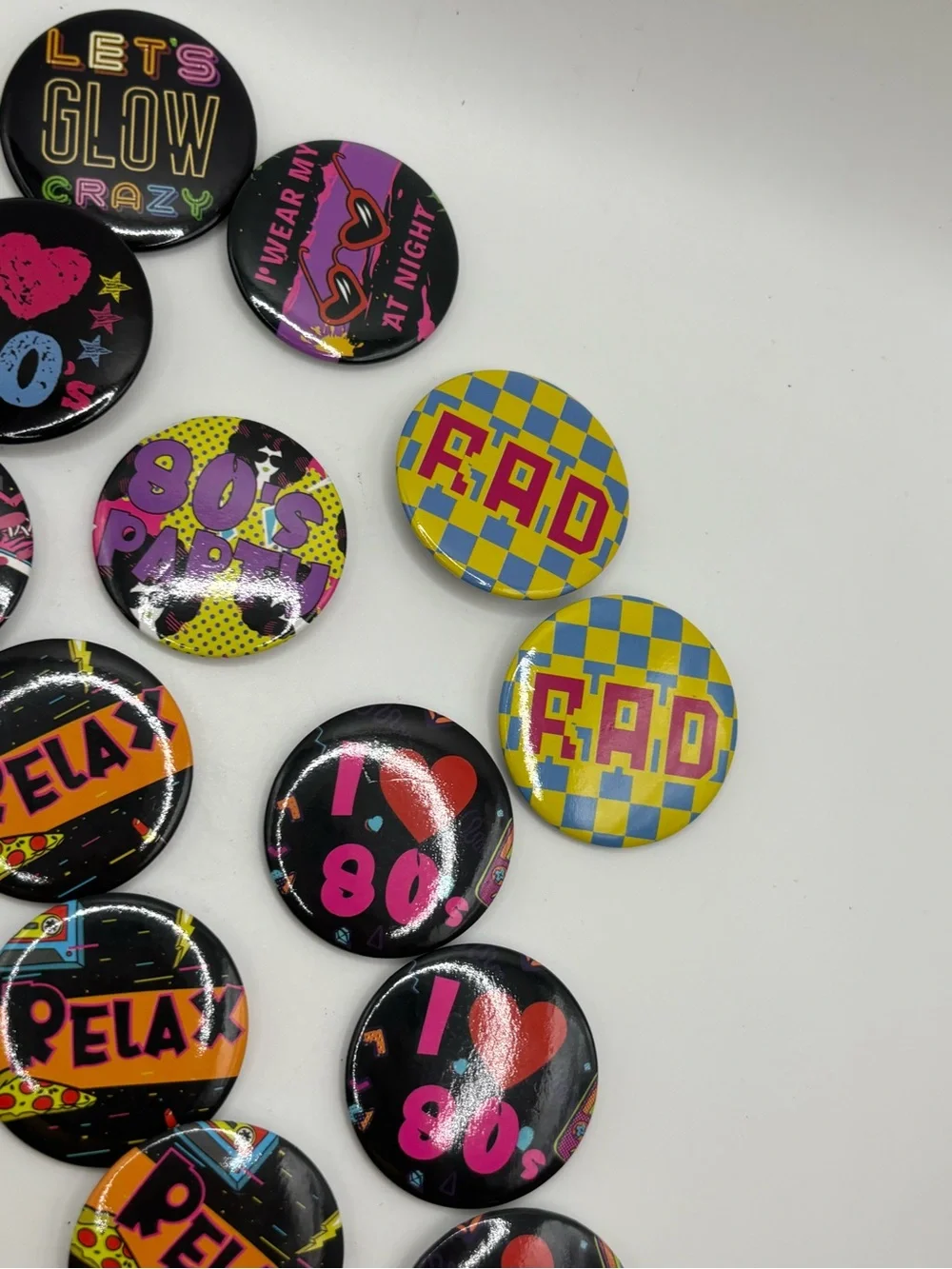 1980’s Party Buttons Lot of 24